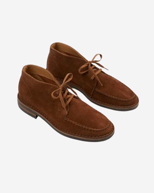 Drake's Crosby Moc-Toe Chukka Boot Light Brown Roughout Suede