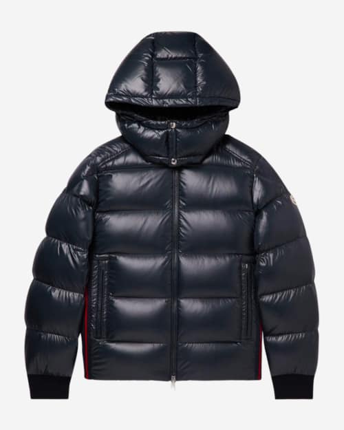 Moncler Lunetiere Webbing-Panelled Quilted Nylon Hooded Down Jacket