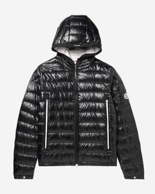 Moncler Galion Logo-Appliquéd Quilted Glossed-Shell Hooded Down Jacket