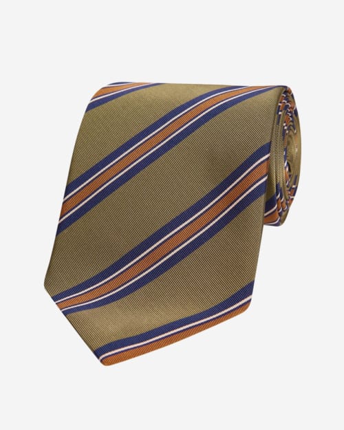 Edward Sexton Green and Blue Reppe Stripe Tie
