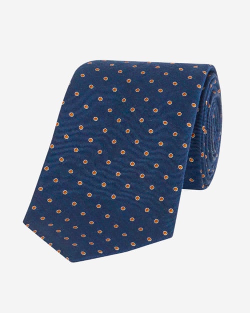 Edward Sexton Blue with Orange Spots Tie