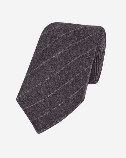 G. Inglese Grey Wool Ten-Fold Regimental Tie