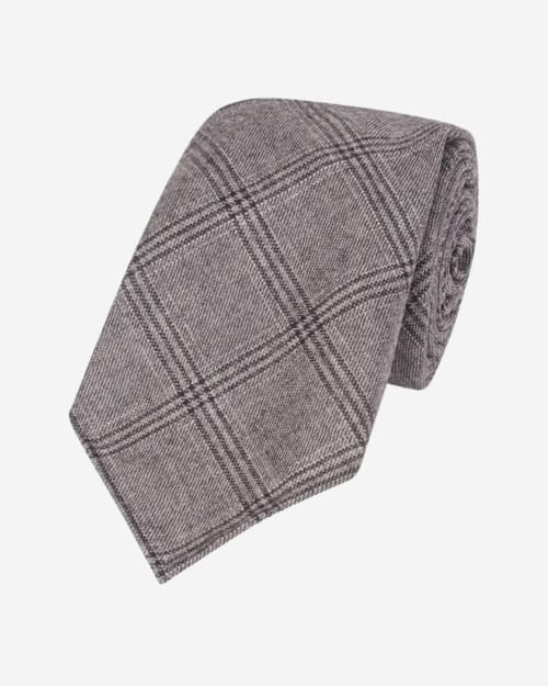 G. Inglese Grey Wool Ten-Fold Large Check Tie