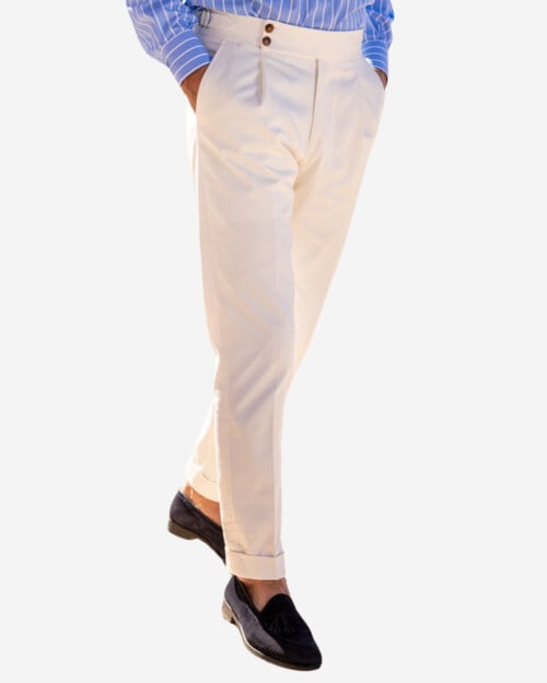 Pini Parma White Cotton Trousers