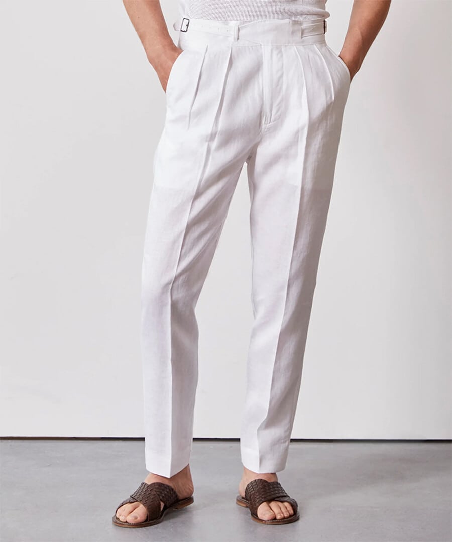 Men's white linen pants