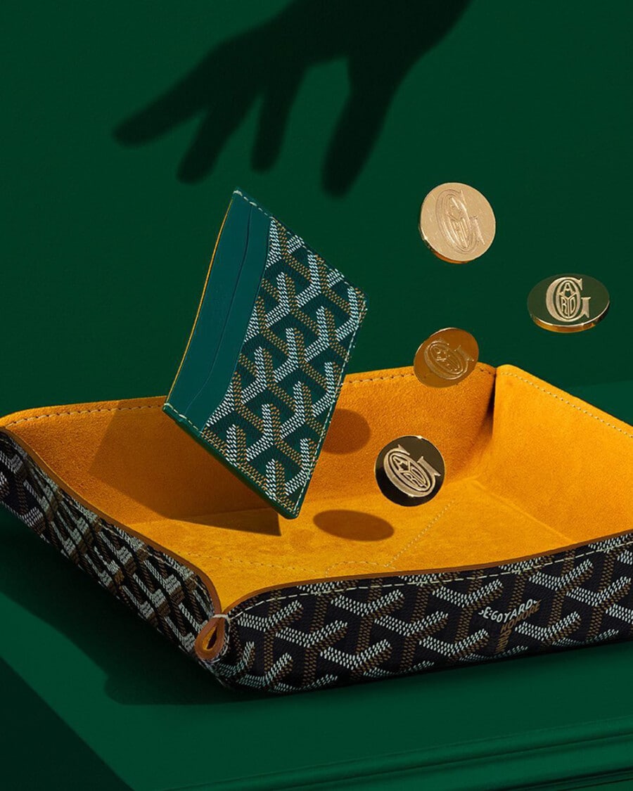 Men's green Goyard luxury cardholder wallet
