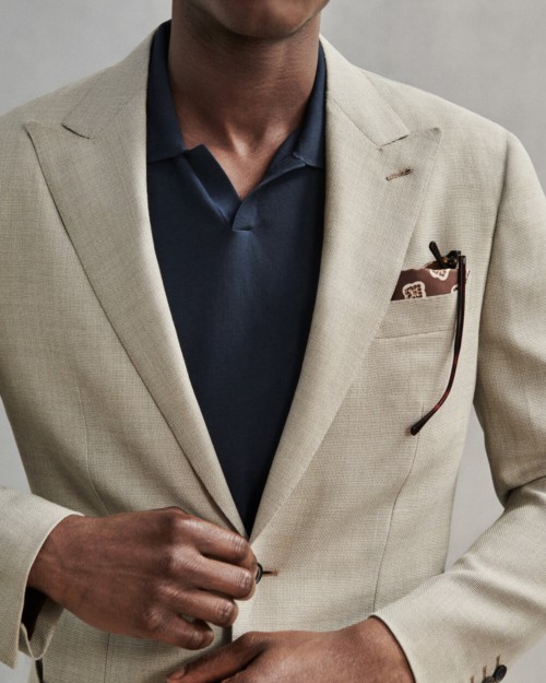 Men's peak lapel lounge suit jacket