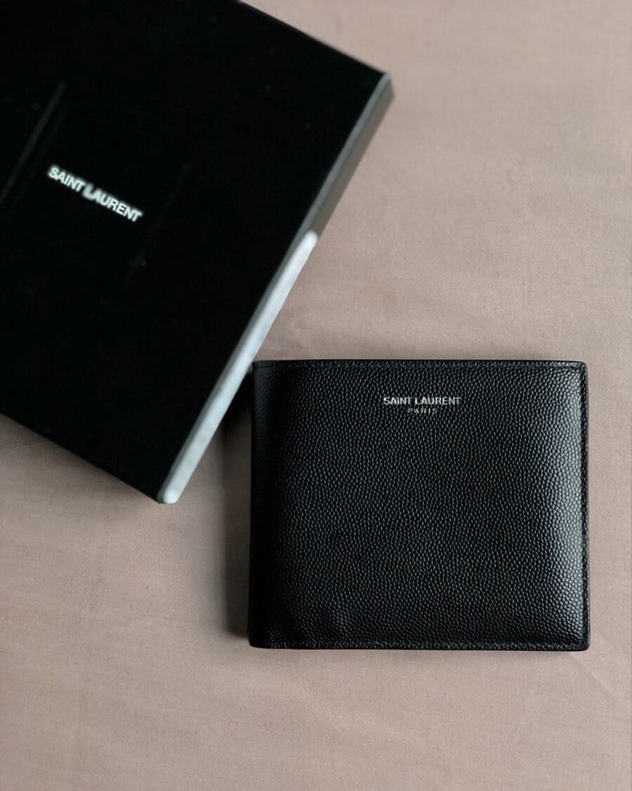 Men's black luxury logo wallet by Saint Laurent