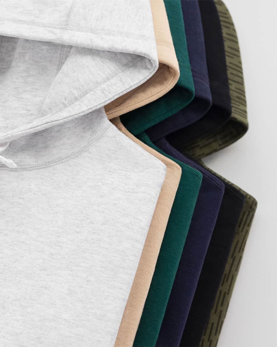 Selection of men's overhead streetwear hoodies in different colours
