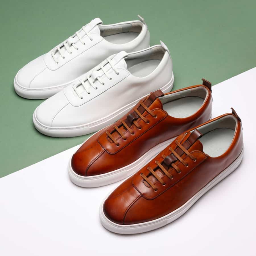 Grenson leather sneakers - white pair and brown pair