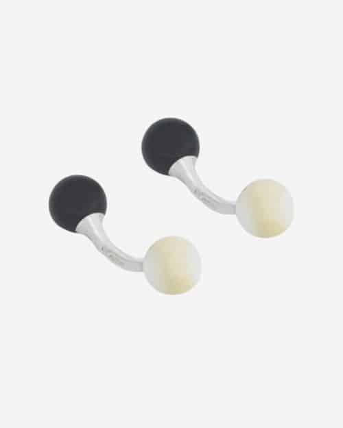 Turnbull And Asser Reversible Onyx And Mother-Of-Pearl Bulb Sterling Silver Cufflinks