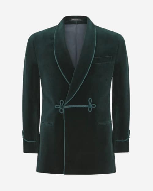 Turnbull And Asser Green Double Breasted Velvet Smoking Jacket