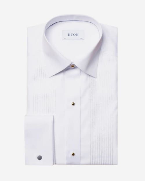 Eton White Striped Piqué Tuxedo Shirt