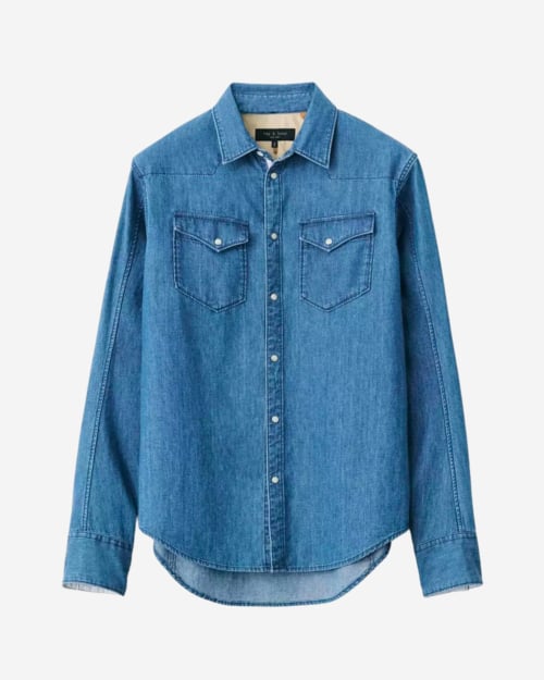 fcity.in - Double One Double Pocket Denim Shirt / Urbane Modern Men Shirts