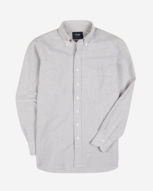 Drake's Black Ticking Stripe Cotton Oxford Cloth Button-Down Shirt