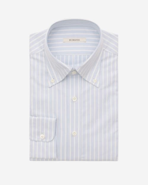 Husbands Oxford Button-Down Collar Shirt – Blue With White Stripe