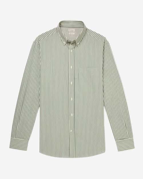 Brunello Cucinelli Button-Down Collar Striped Cotton-Poplin Shirt