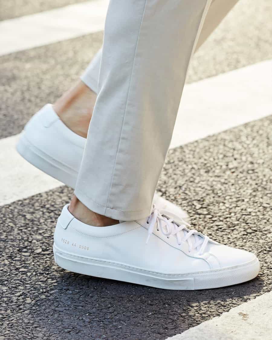 Common Projects Achilles leather sneaker worn with cropped trousers