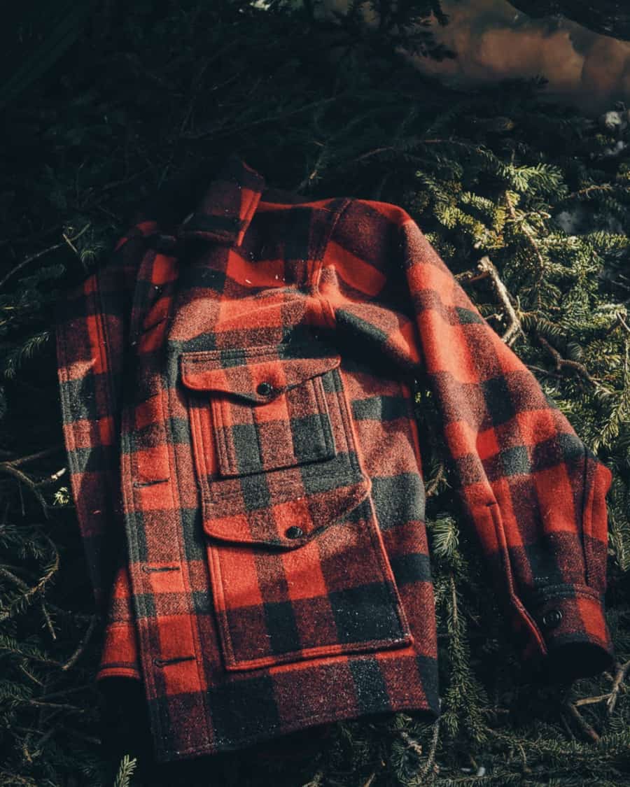 Men's black and red buffalo plaid flannel shirt