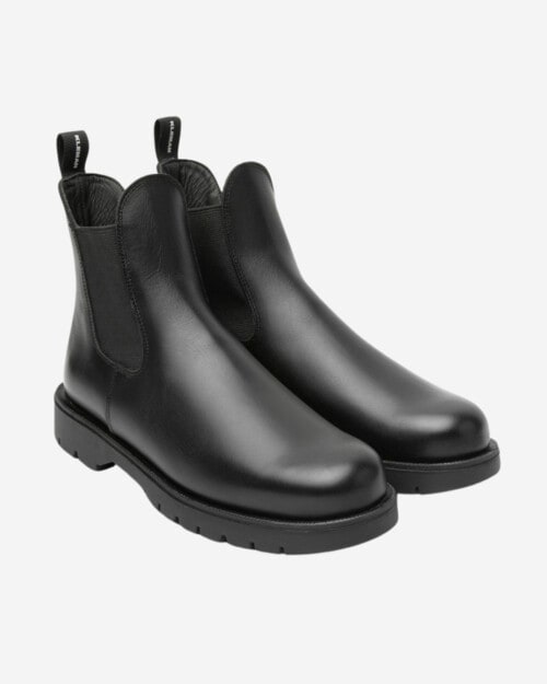 Kleman Tonnant Black Leather Chunky Chelsea Boots