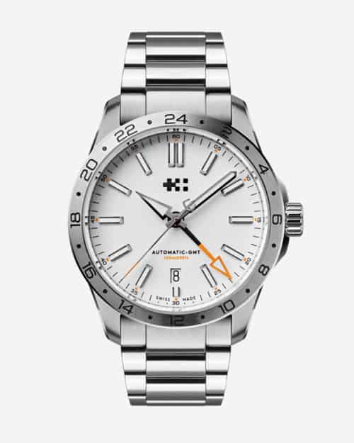 Christopher Ward C63 Sealander GMT dive watch front dial and bracelet