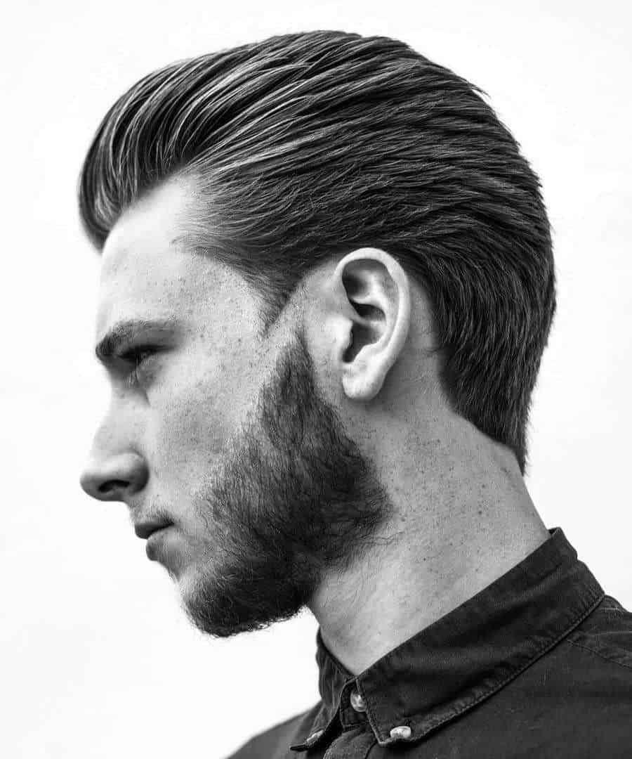 Men's modern swept back haircut