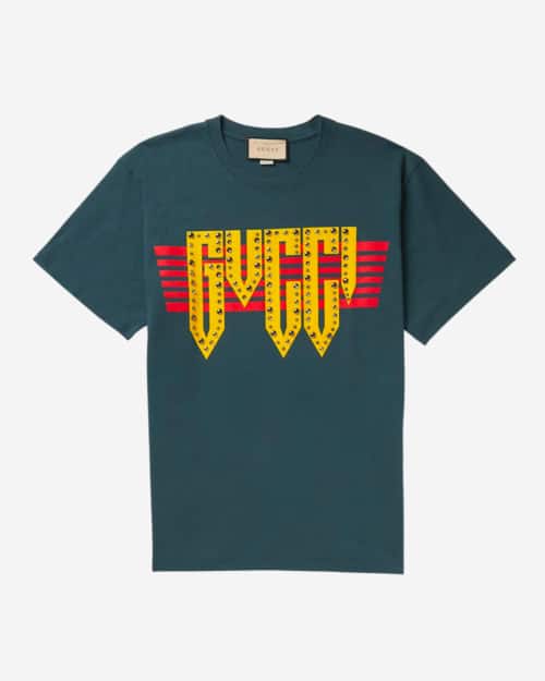 Gucci Studded Logo-Print Cotton-Jersey T-shirt