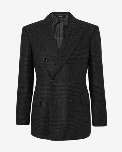 Tom Ford Cooper Double-Breasted Checked Wool, Mohair and Cashmere-Blend Suit Jacket