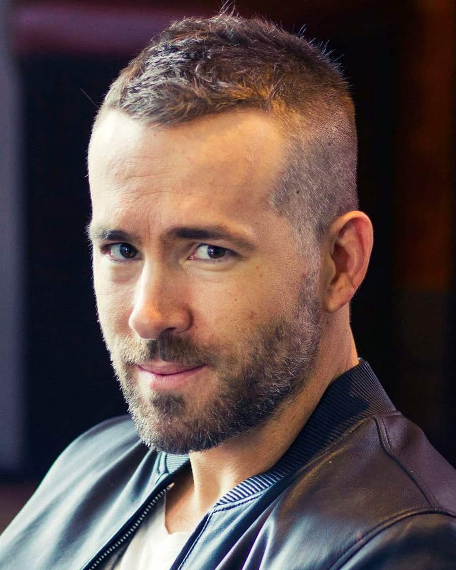 Ryan Reynolds with a high and tight military haircut
