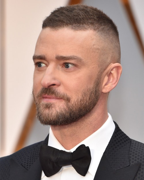 Justin Timberlake with a high and tight military haircut