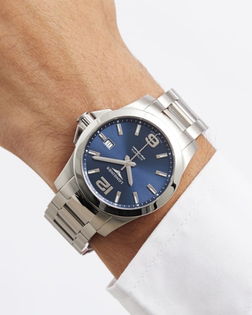 LONGINES Conquest 41mm Blue Dial Automatic Mens Watch on wrist