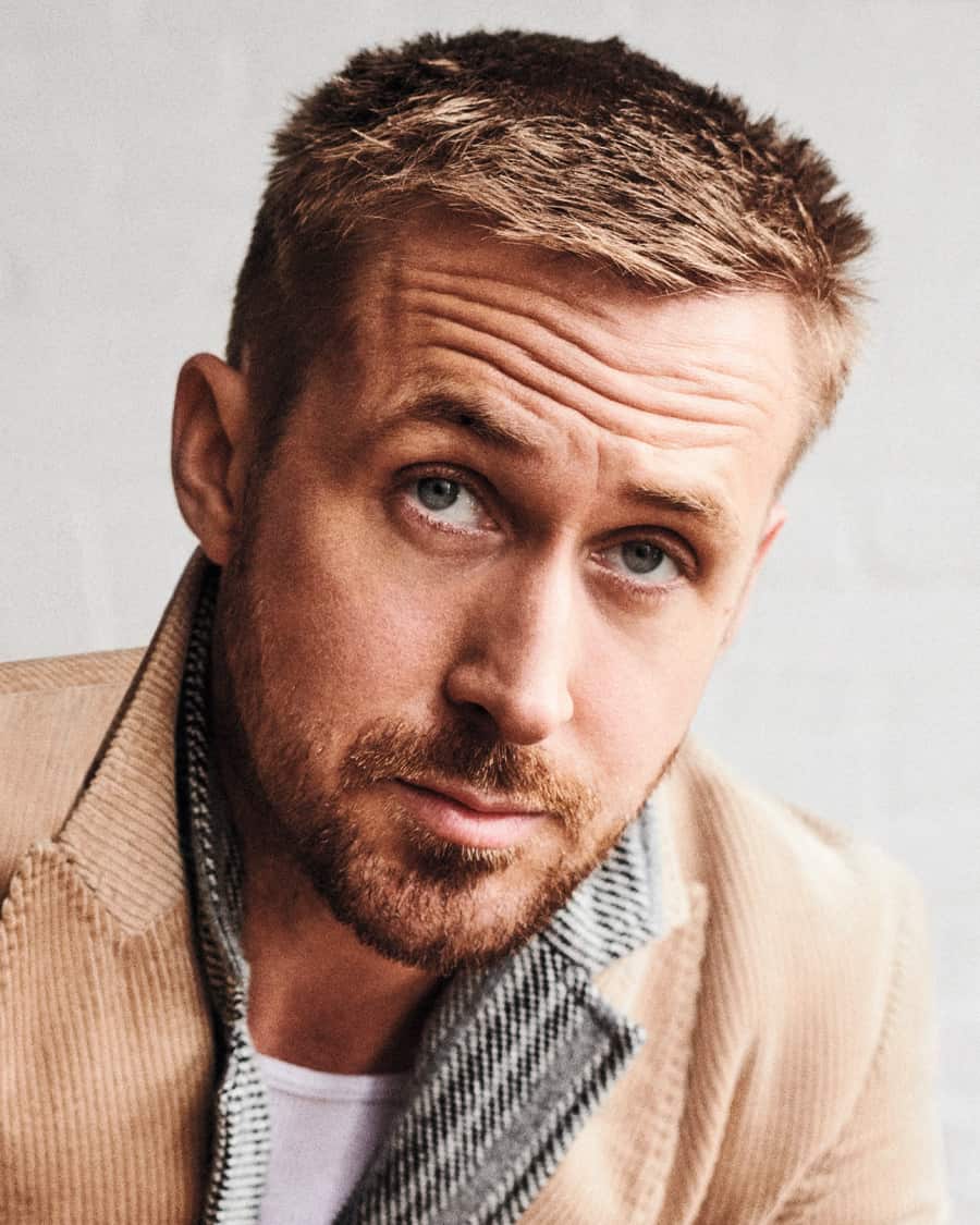 Ryan Gosling with a crew cut hairstyle