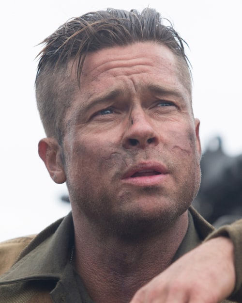 Brad Pitt Fury haircut - modern regulation cut with an unde