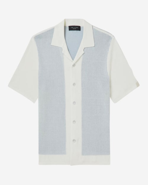 Rag & Bone Harvey Camp-Collar Two-Tone Cotton-Blend Shirt