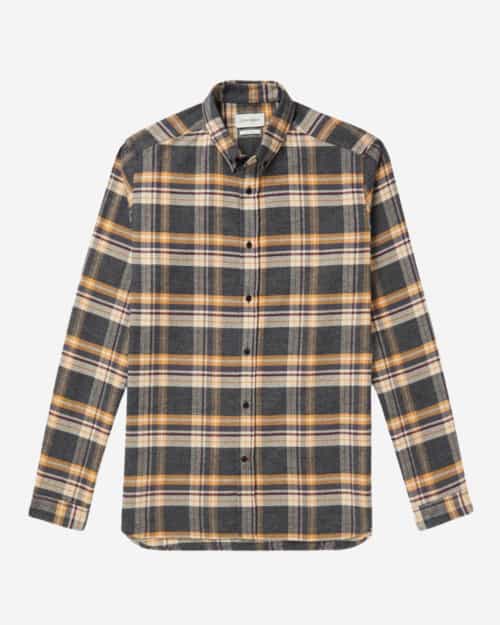Oliver Spencer Brook Button-Down Collar Checked Cotton-Flannel Shirt