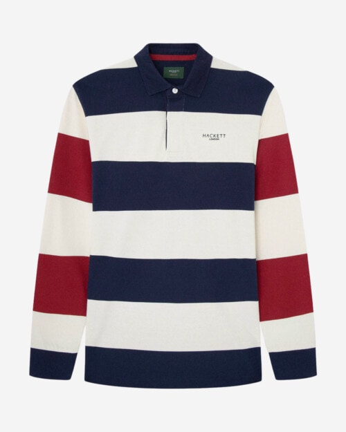 Hackett Heritage Classic Fit Stripe Long Sleeve Polo
