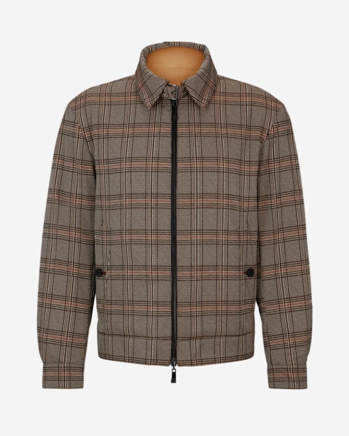 Boss Water-Repellent Reversible Blouson-Style Jacket with Check Pattern