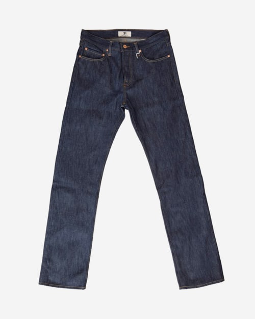 Tellason Stock Made in USA Men's 14 oz Cone Mills White Oak Raw Denim Straight Leg Jeans