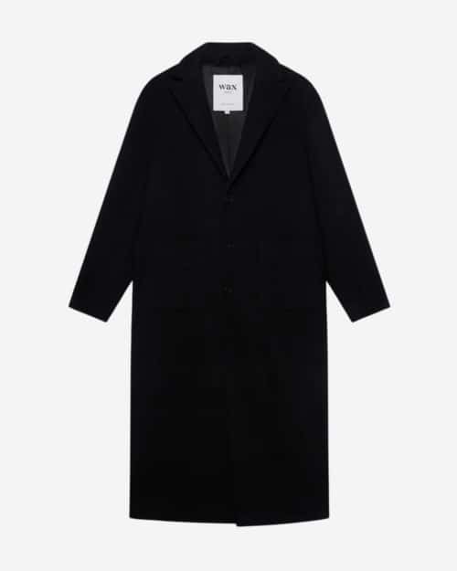 Wax London Condo Coat Black Melton Wool