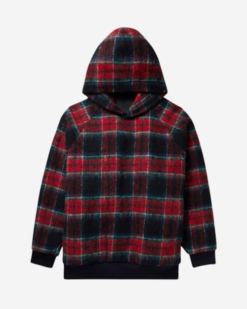 Undercover Oversized Checked Brushed Wool-Blend Hoodie
