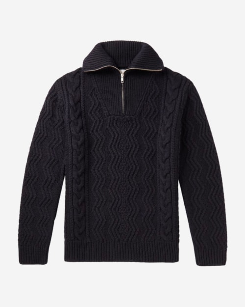 NN07 Roman 6336 Cable-Knit Wool Half-Zip Sweater