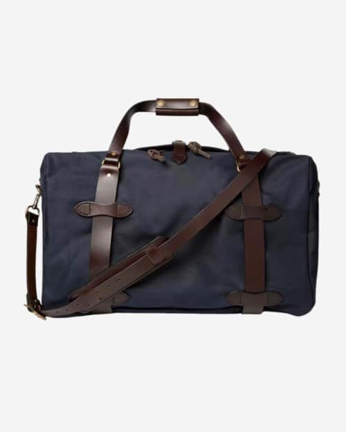 Leather-Trimmed Twill Duffle Bag
