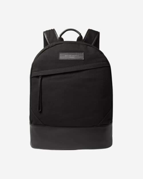 Kastrup Leather-Trimmed Organic Cotton-Canvas Backpack