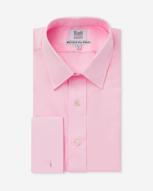 Classic Fit Plain Sea Island Cotton Double Cuff Shirt in Pink
