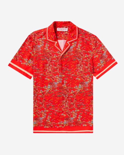 Hibbert Camp-Collar Floral-Print Voile Shirt