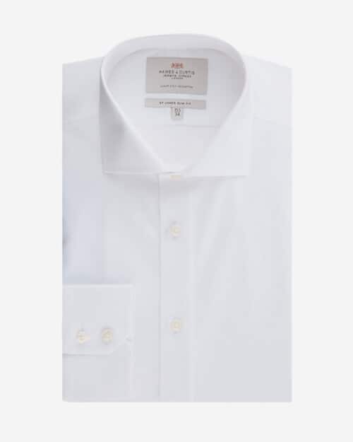 White Poplin Relaxed Slim Fit Shirt With Windsor Collar - Single Cuffs