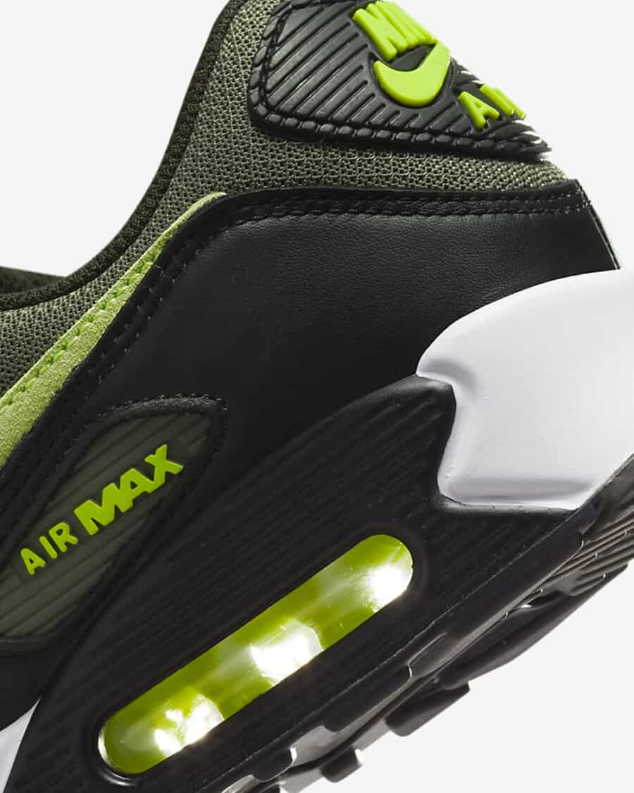 Back end shot of a Nike Air Max sneaker showing the visible air sole unit that ensures comfort