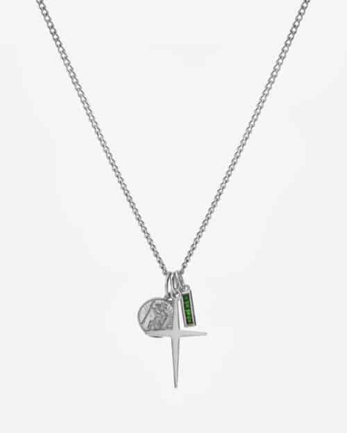 Miansai Aegis Trilogy Silver Agate Pendant Necklace