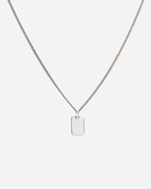 Scosha Curb Chain Tag Necklace in Silver
