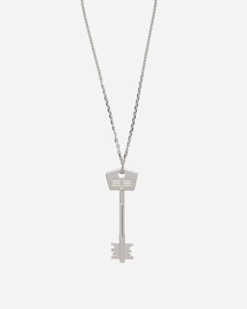 Balenciaga Engraved Silver-Tone Pendant Necklace